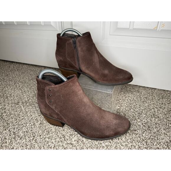 Josef Seibel Steampunk Size 36 US 5.5 Suede Fur Lined Brown Heel Zipper Booties - Picture 1 of 8